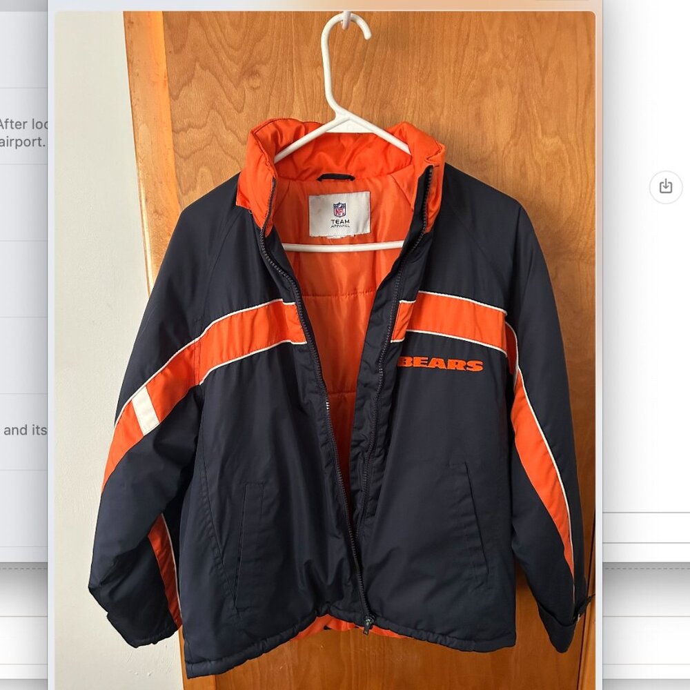 Chicago Bears Winter Coat: Kids Large